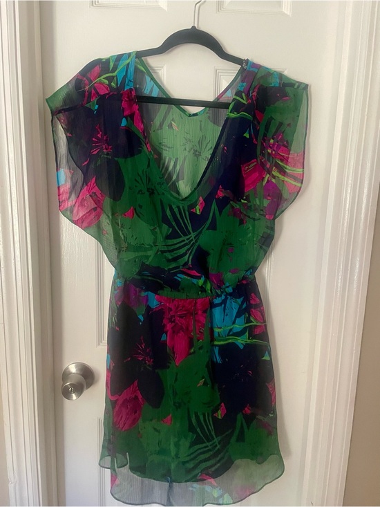 Dresses & Skirts - Sheer Floral Green Layered Women’s Dress